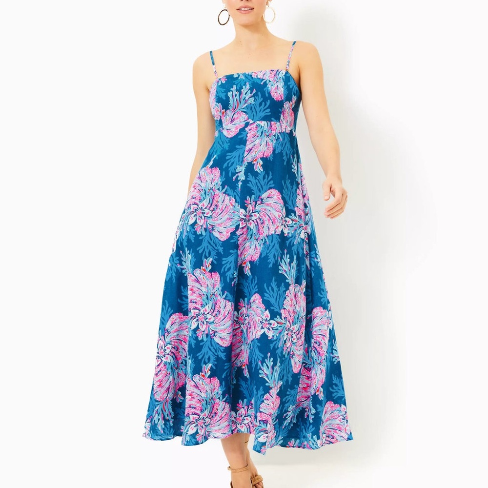 JORGIAN LINEN MIDI DRESS, FOR THE FANS - Picture 3 of 6